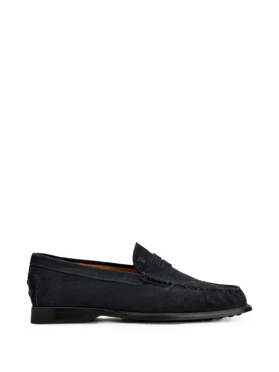 Tod's Mocassini Arricciati In Pelle Scamosciata In Black