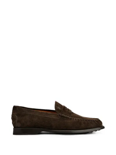 Tod's Loafers In Suede In Brown