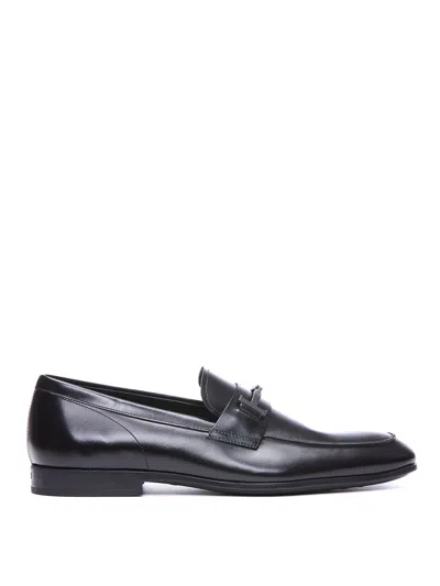 Tod's Leather Loafer With Iconic Horsebit In Black