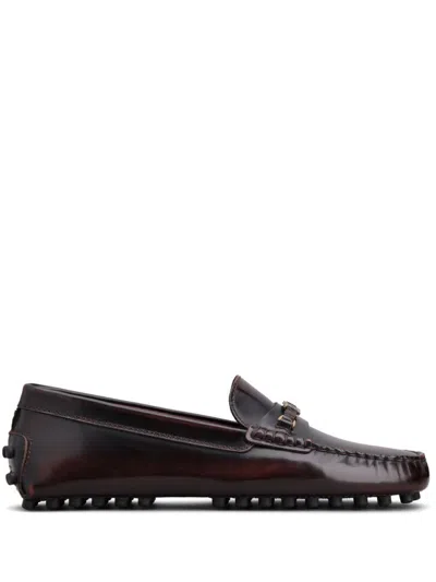 Tod's 5mm Logo Leather Loafers In Brown