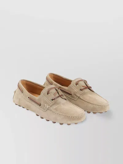 Tod's Loafers Suede Metal Eyelets In Brown