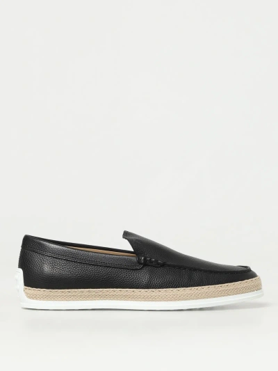 Tod's Panelled Leather Loafers In Black