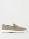 Tod's Grey Suede Leather Loafers In Nude & Neutrals