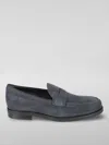 Tod's Suede Leather Loafers With Durable Rubber Sole In Navy