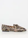 Tod's Double T Zebra-print Calf Hair Loafers In Beige