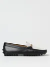 Tod's Leather Loafers Rubber Sole Two-tone Design In Black