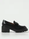 Tod's Semi-shiny Leather Heeled Loafers With Metal Chain Shoes In Black