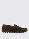 Tod's Textured Calfskin Leather Moccasins With Leopard Print In Brown