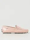 Tod's Crocodile Print Leather Driving Moccas In Pink