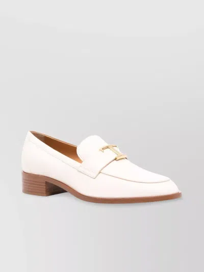 Tod's Loafers With Block Heel And Leather Sole In White