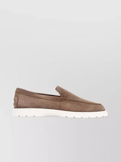 Tod's Loafers With Round Toe And Rubber Sole In White
