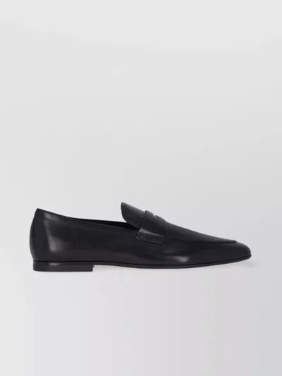 Tod's Loafers With Round Toe And Smooth Finish In Black