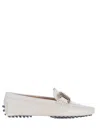Tod's White Lime Calfskin Driving Loafer With Low Heel In Bianco