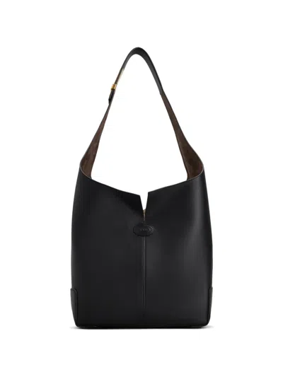 Tod's Black Leather Bucket Bag Nero Borse A Mano In White