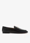 Tod's Black Calfskin Women's Loafers With Metallic Band In Black