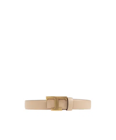 Tod's T Timeless Leather Belt In Neutral