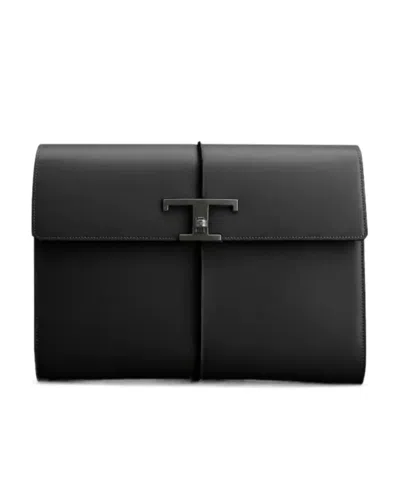 Tod's Logo Briefcase In Black