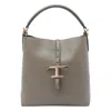 Tod's T-buckle Leather Shoulder Bag In Gray