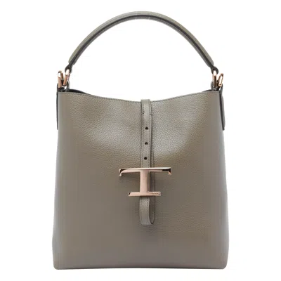 Tod's Logo Bucket Bag In Gray