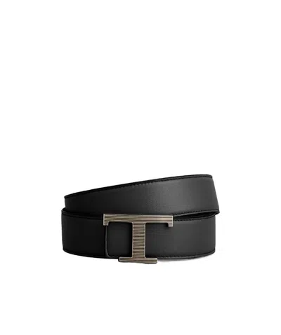 Tod's Logo-buckle Leather Belt In Black