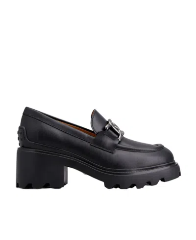 TOD'S TOD'S LOGO-BUCKLE ALMOND TOE LOAFERS