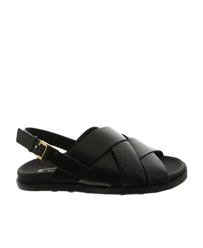 Tod's Logo-buckle Leather Sandals In Black