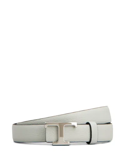 Tod's Logo-buckle Reversible Leather Belt In White
