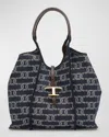 Tod's Logo Canvas Shopper Shoulder Bag In Denim Link