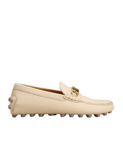 Tod's Logo-chain Leather Loafers In Putty