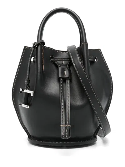 TOD'S LOGO-CHARM LEATHER MINI BUCKET BAG