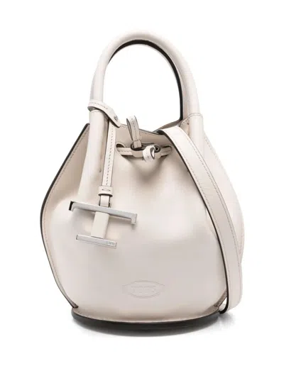 TOD'S LOGO-CHARM LEATHER MINI BUCKET BAG