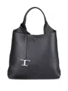 Tod's Logo-charm Leather Tote Bag In Black