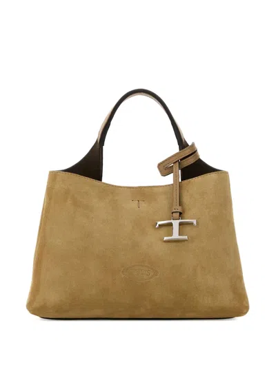 Tod's Logo-charm Tote Bag In Brown