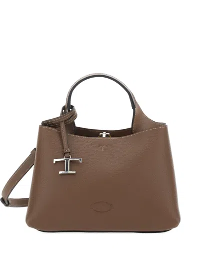 Tod's Logo-charm Tote Bag In Brown