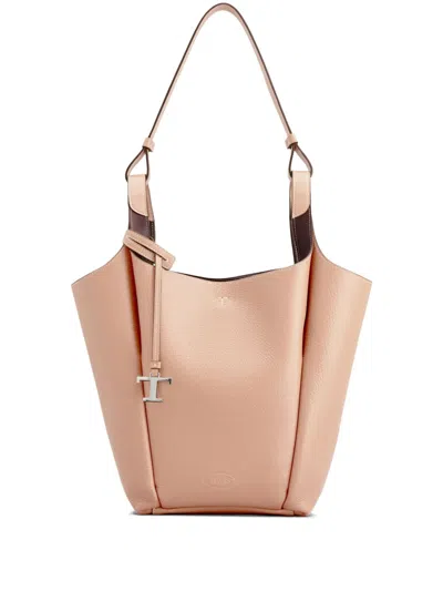 Tod's Logo Charm Two-way Shoulder Bag In Neutrals