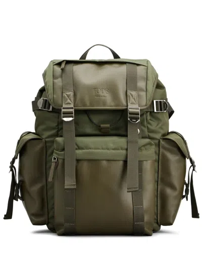 Tod's Logo-debossed Buckle-fastening Backpack In Green