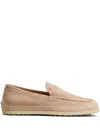 Tod's Suede Loafers With Round Toe And Pebble Sole In Neutrals