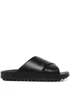 Tod's Logo-debossed Leather Slides In Black