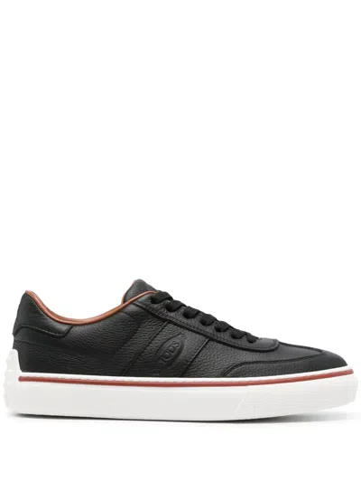 Tod's Logo-debossed Leather Sneakers In Black