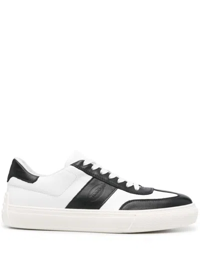 Tod's Round Toe Panel Sneakers In Black
