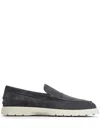 Tod's Logo-debossed Suede Loafers In Blue