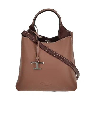 Tod's Logo-debossed Tote Bag In Brown