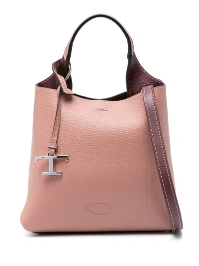 Tod's Logo-debossed Tote Bag In Pink