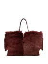 Tod's Logo-detail Fur Tote Bag In Burgundy