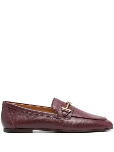 Tod's Logo-detail Leather Loafers In Brown