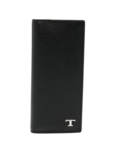 Tod's Logo-detail Leather Wallet In Black