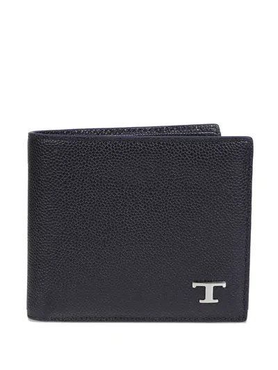 Tod's Logo-detail Leather Wallet In Blue