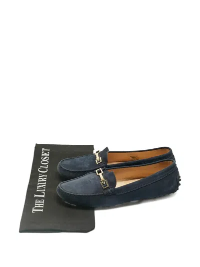 Pre-owned Tod's Logo-detail Loafers In Blue