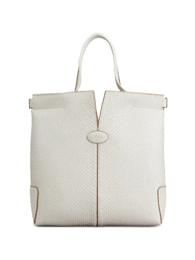 Tod's Logo-detail Tote Bag In Neutral