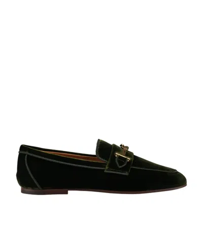 Tod's Velvet Loafers Gold-tone Hardware In Black